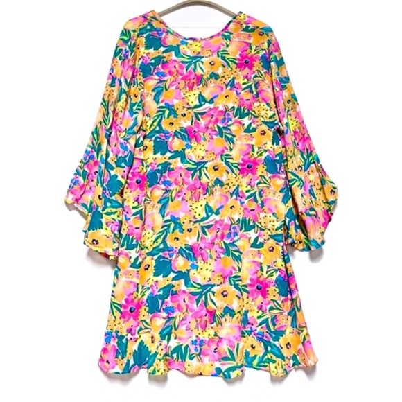 Anne Cole Sunshine Floral Tunic Swim Coverup V-Neck - Picture 5 of 7